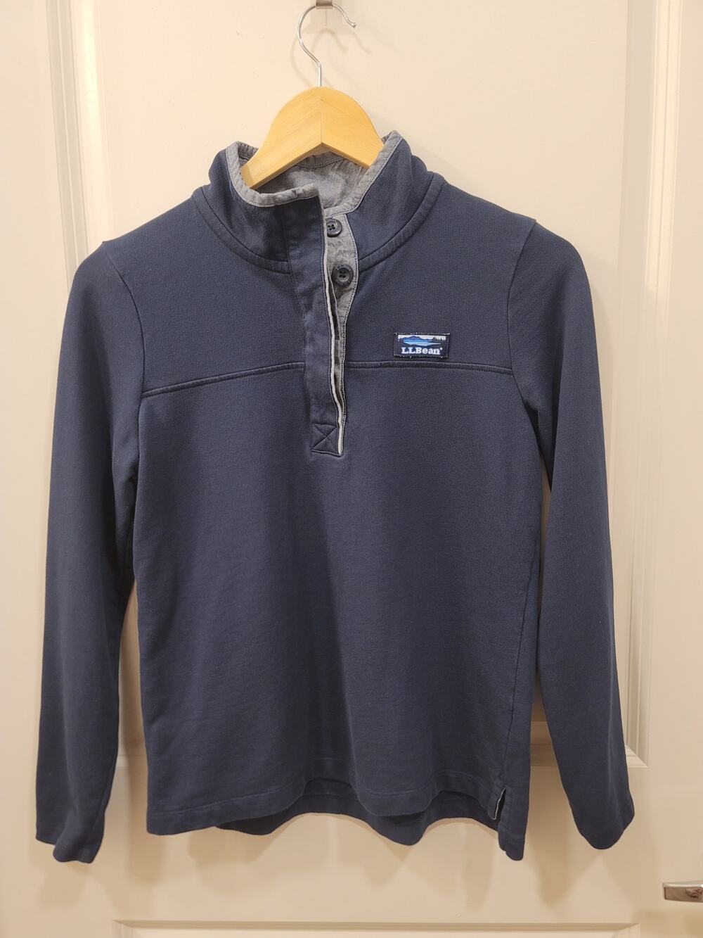 L.L. Bean Soft Cotton Rugby Pullover Sweater Navy Blue